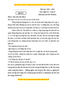 Đề thi giữa học kì 2 Ngữ Văn 10 Cánh diều có đáp án (Đề 1)