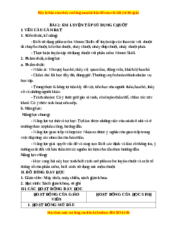 Giáo án Tin học 3 Cánh diều Bài 2: Em luyện tập sử dụng chuột