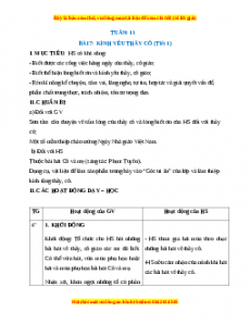 Giáo án HĐTN lớp 1 Tuần 11