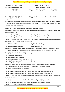 Đề thi cuối kì 1 Lịch sử 12 năm 2023 Trường THPT Nguyễn Minh Khai - TP Hồ Chí Minh