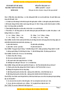 Đề thi cuối kì 1 Lịch sử 12 năm 2023 Trường THPT Nguyễn Minh Khai - TP Hồ Chí Minh