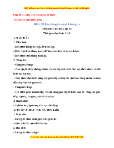 Giáo án Tin học 10 Bài 1(Cánh diều): Dữ liệu, thông tin và xử lí thông tin