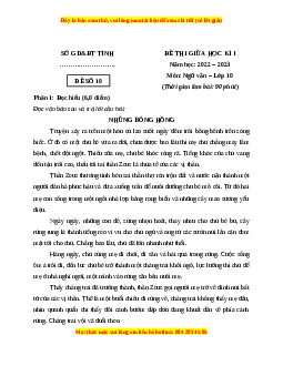 Đề thi giữa học kì 1 Ngữ Văn 10 Cánh diều có đáp án (Đề 10)