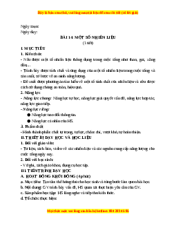 Giáo án Bài 14 KHTN 6 Kết nối tri thức (2024): Một số nhiên liệu