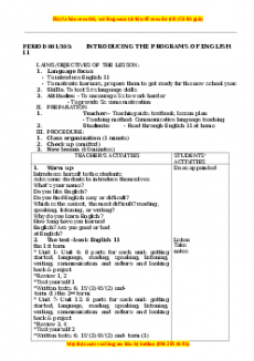 Giáo án hệ đổi mới Tiếng Anh 11 (năm 2025) | Giáo án Tiếng Anh 11 mới, chuẩn nhất