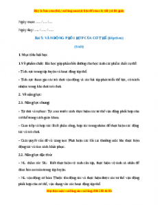 Giáo án Bài 5: Vận động phối hợp của cơ thể (tiếp theo) Giáo dục thể chất lớp 1 Kết nối tri thức