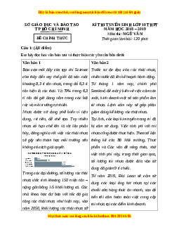 Đề chính thức Ngữ văn vào 10 TP Hồ Chí Minh năm 2018 - 2019