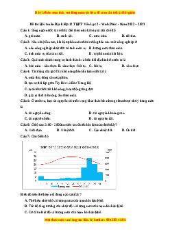 Đề thi học kì 1 Địa lý 12 năm 2023 trường THPT Yên Lạc 2 - Vĩnh Phúc