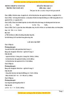 Đề thi học kì 1 Hóa lớp 8 năm 2023 Phòng GD và ĐT H.Cưm Gar Trường THCS Ngô Mây
