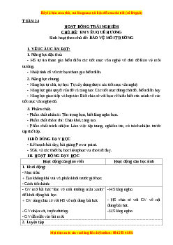 Giáo án HĐTN lớp 3 Tuần 24 Cánh diều: Bảo vệ môi trường