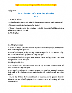 Giáo án Bài 4: Vận động phối hợp của thân mình. Kiểm tra học kì 1 Giáo dục thể chất lớp 1 Chân trời sáng tạo