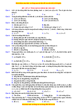 Đề thi thử Vật lí Sở Quảng Bình năm 2023