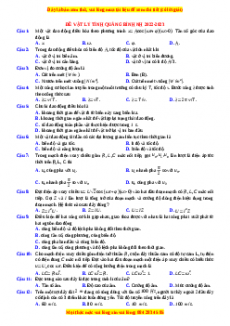 Đề thi thử Vật lí Sở Quảng Bình năm 2023