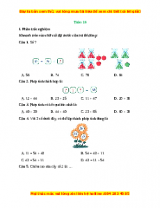 Phiếu bài tập cuối tuần Toán lớp 1 Tuần 26 Kết nối tri thức