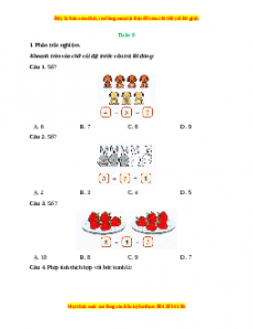 Phiếu bài tập cuối tuần Toán lớp 1 Tuần 9 Kết nối tri thức