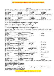 Đề thi trắc nghiệm Tiếng anh 10 năm 2022 - 2023 (Đề 12)