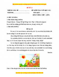 Đề thi học kì 1 Tiếng Việt lớp 2 Chân trời sáng tạo - Đề 13