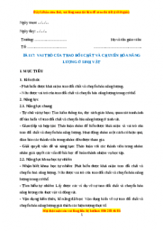 Giáo án Sinh học 7 Cánh diều (năm 2024) | Giáo án Khoa học tự nhiên 7 mới, chuẩn nhất