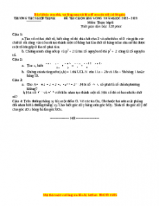 Đề thi chọn HSG cấp Trường môn Toán 6 năm 2022 - 2023 - THCS Hợp Thịnh có đáp án