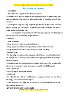 Giáo án Bài 3: Các công thức lượng giác Toán 11 Chân trời sáng tạo