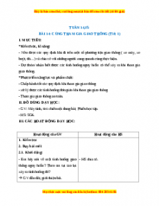 Giáo án Cùng tham gia giao thông Tự nhiên xã hội 2 Kết nối tri thức