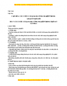 Giáo án Bài 7 Lịch sử 10 Kết nối tri thức (2024): Các cuộc cách mạng công nghiệp thời kì cận đại