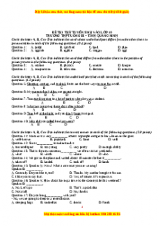 Đề thi vào 10 Tiếng Anh chính thức năm 2022 - 2023 (Đề 37)