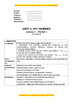 Giáo án Unit 5 Tiếng anh 3 global success