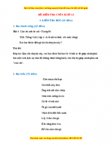 Đề thi cuối kì 2 Tiếng Việt lớp 2 Kết nối tri thức (Đề 13)