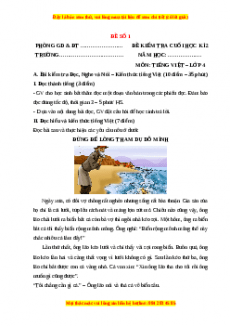 Đề thi cuối kì 2 Tiếng Việt lớp 4 (Đề 1)