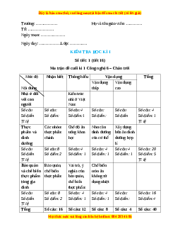 Giáo án Công nghệ 6 Kiểm tra học kì 1 (Chân trời sáng tạo)