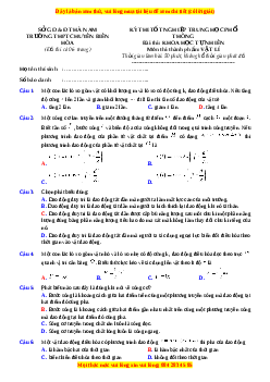 Đề thi thử Vật lí trường Chuyên Biên Hòa - Hà Nam năm 2023