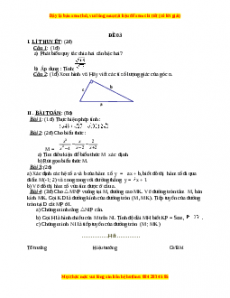 Đề thi Toán 9 học kì 1 năm 2022 - 2023 - Đề 3