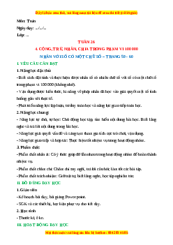 Giáo án Toán 3 Cánh diều Tuần 26: Nhân với số có một chữ số