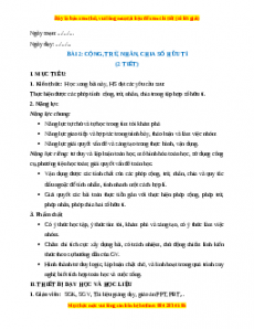 Giáo án Cộng, trừ, nhân chia số hữu tỉ Toán 7 Kết nối tri thức