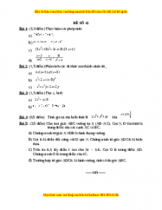 Đề thi cuối học kì 1 Toán 8 năm 2022 - 2023 - Đề 42