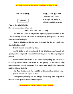 Đề thi giữa học kì 1 Ngữ Văn 10 Cánh diều có đáp án (Đề 7)