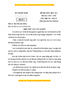 Đề thi giữa học kì 1 Ngữ Văn 10 Cánh diều có đáp án (Đề 7)