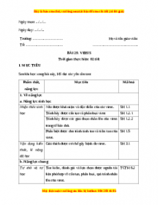 Giáo án Sinh học 10 Bài 29 (Chân trời sáng tạo): Virus