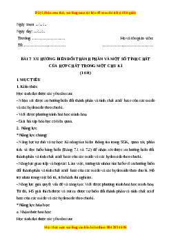 Giáo án Bài 7: Xu hướng biến đổi thành phần và một số tính chất của hợp chất trong một chu kì Hóa học 10 Kết nối tri thức