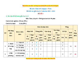 Đề thi giữa học kì 1 Toán 10 Chân trời sáng tạo năm 2022 - 2023 có đáp án (Đề 4)