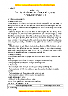 Giáo án  Phần 1: Ôn tập (T1+2) Tiếng việt 3 Kết nối tri thức