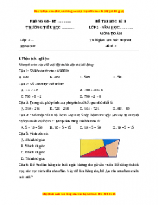 Đề thi cuối kì 2 Toán lớp 2 Chân trời sáng tạo (Đề 2)