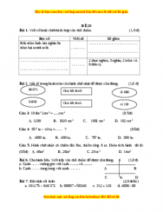 Đề thi Toán lớp 4 cuối kì 1 năm 2022 - 2023 (Đề 20)