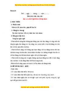 Giáo án Tuần 20 Tiếng việt lớp 1 Kết nối tri thức