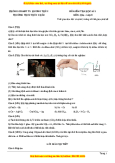 Đề thi học kì 1 Hóa lớp 8 năm 2023 trường THCS Thủy Châu - Thị Xã Hương Thủy