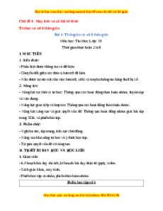 Giáo án Tin học 10 Bài 1 (Kết nối tri thức): Thông tin và xử lí thông tin