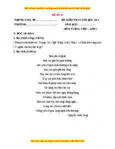 Đề thi học kì 1 Tiếng Việt lớp 2 Chân trời sáng tạo - Đề 18