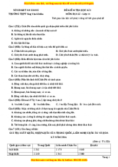 Đề thi học kì 1 Địa lý 11 trường THPT Ung Văn Khiêm - An Giang