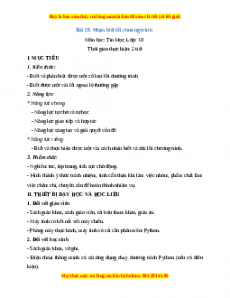 Giáo án Tin học 10 Bài 29 (Kết nối tri thức): Nhận biết lỗi chương trình